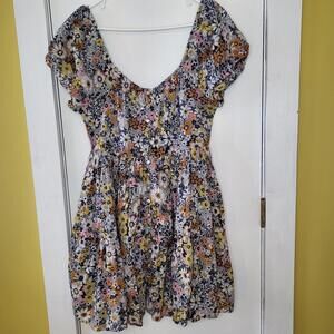 American Eagle Outfitters floral patterned babydoll mini dress LG lined